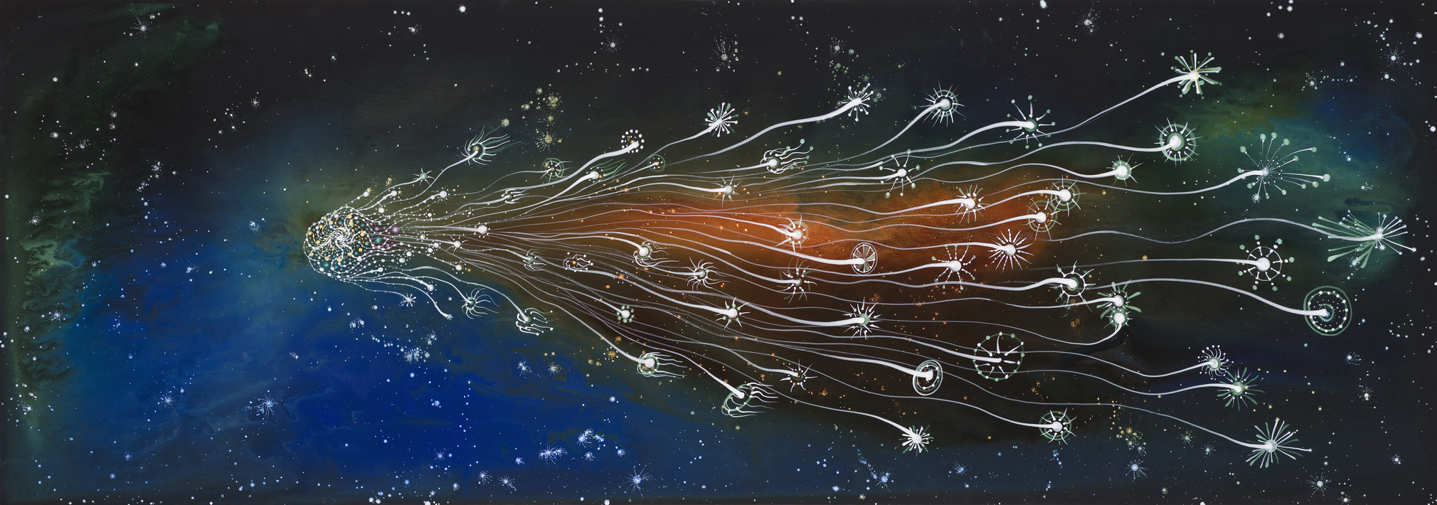 Adeona, 2026 Acrylic on linen 16 1/2 x 47 inches