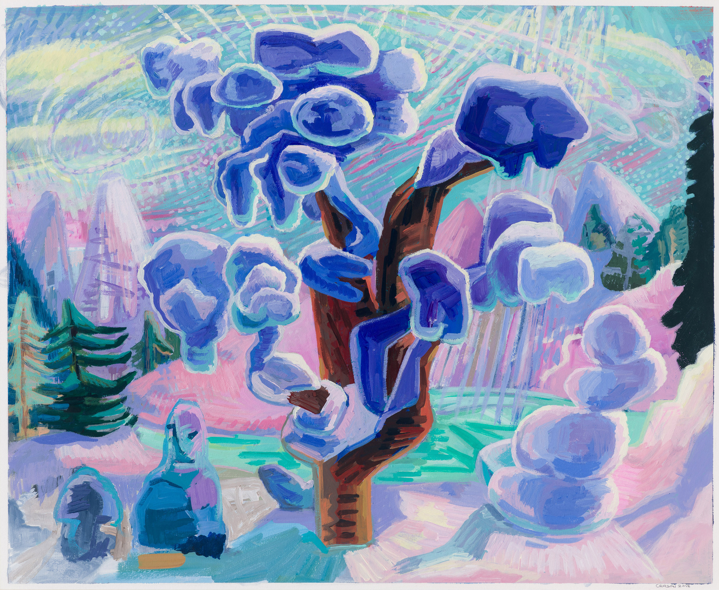 Snow Day, 2018 Acrylic on paper 26 x 31 inches