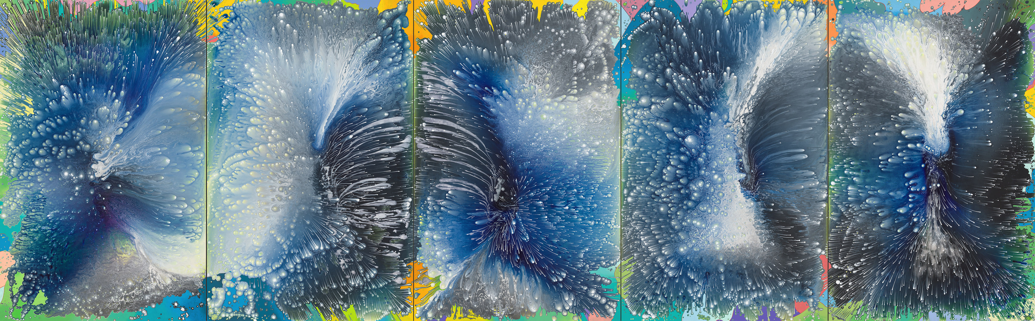 Blue Five, 2022/2026 Acrylic on linen 70 x 225 inches