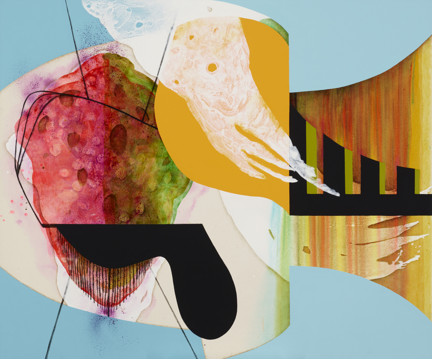 Rock, Paper, Scissors, 2012, Acrylic, glitter, and graphite on canvas