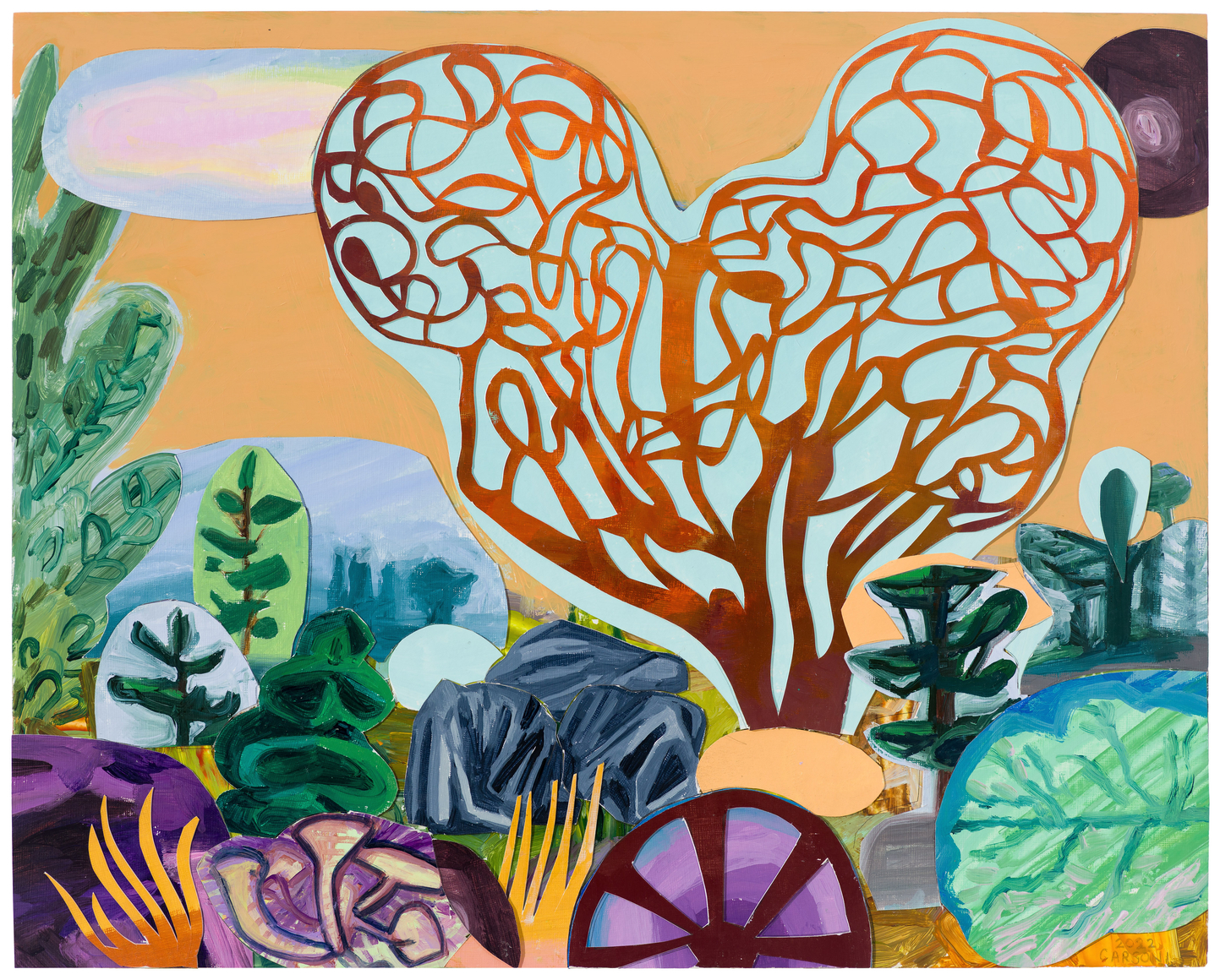 Blue Bonnet, 2022 Acrylic, pencil, and collage on museum board 16 x 20 inches