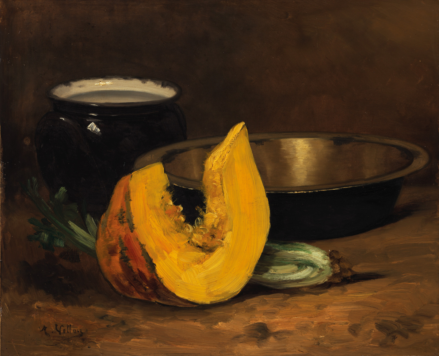 Oil painting of a melon