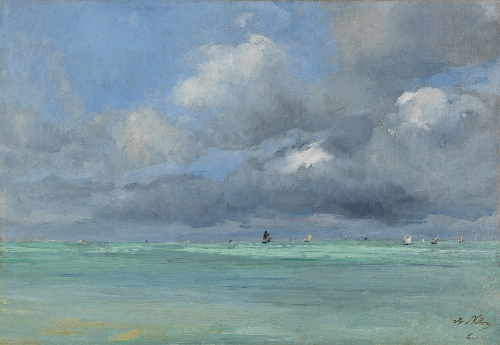 Oil painting of a beach