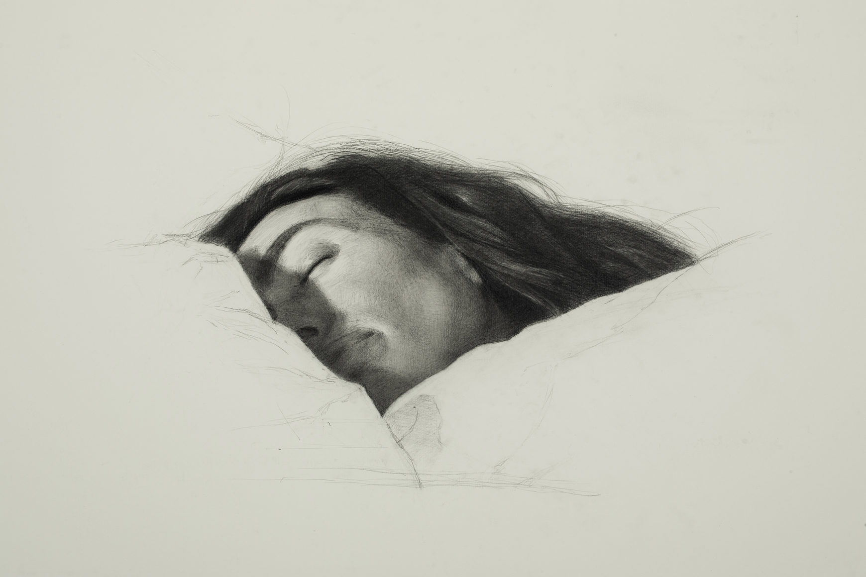 Noah Buchanan, Gretchen Sleeping I, 2025, Graphite and crayon on paper, 18 x 25 in