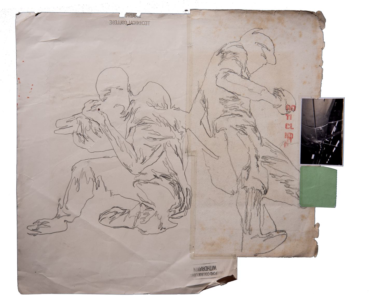 Phil Hale, Untitled, 2026, Graphite on found paper, 22 x 15 in