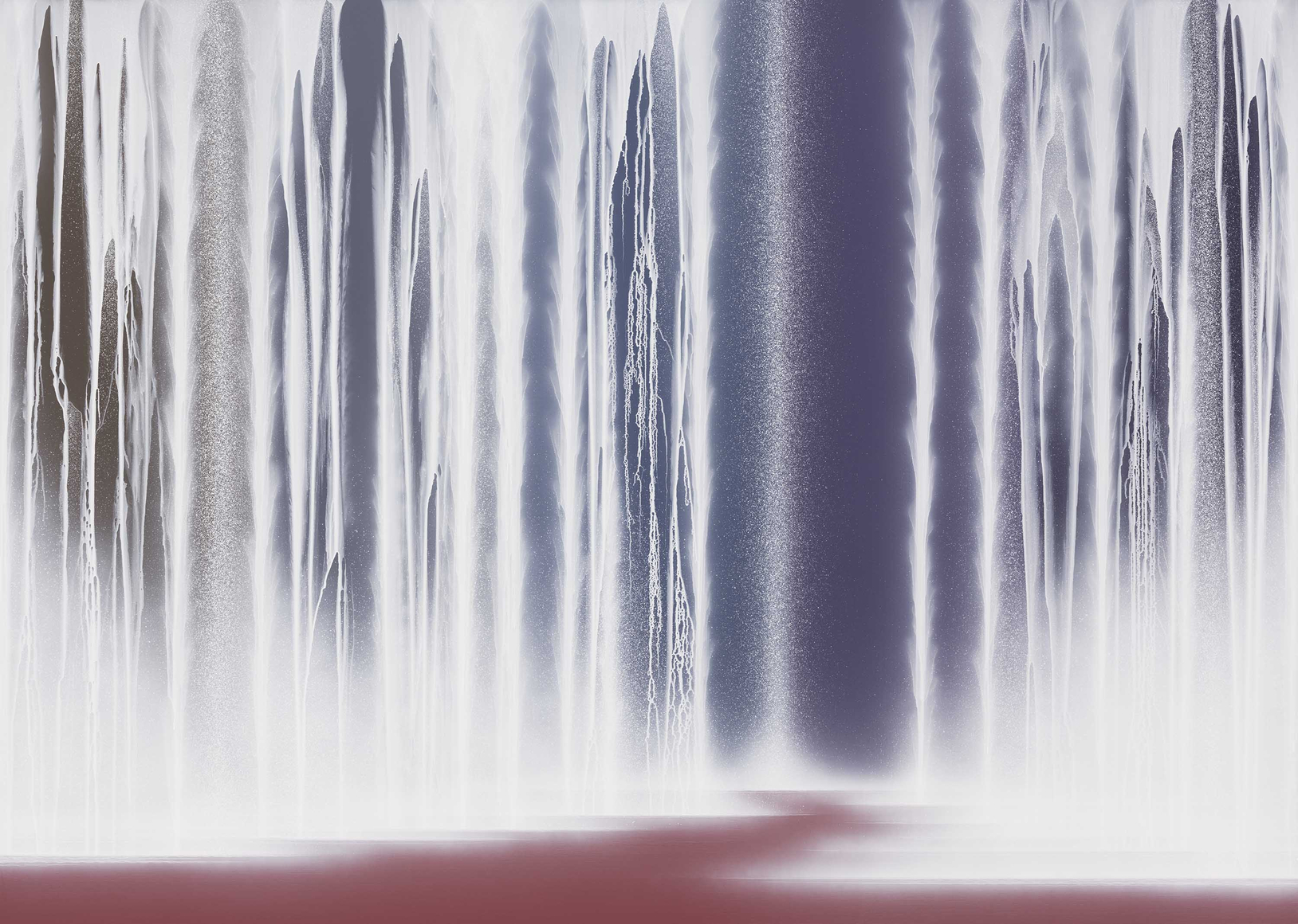 Hiroshi Senju, Waterfall on Colors, 2025, pigments on Japanese mulberry paper mounted on board, 63.8 x 89.5 inches/162 x 227 cm