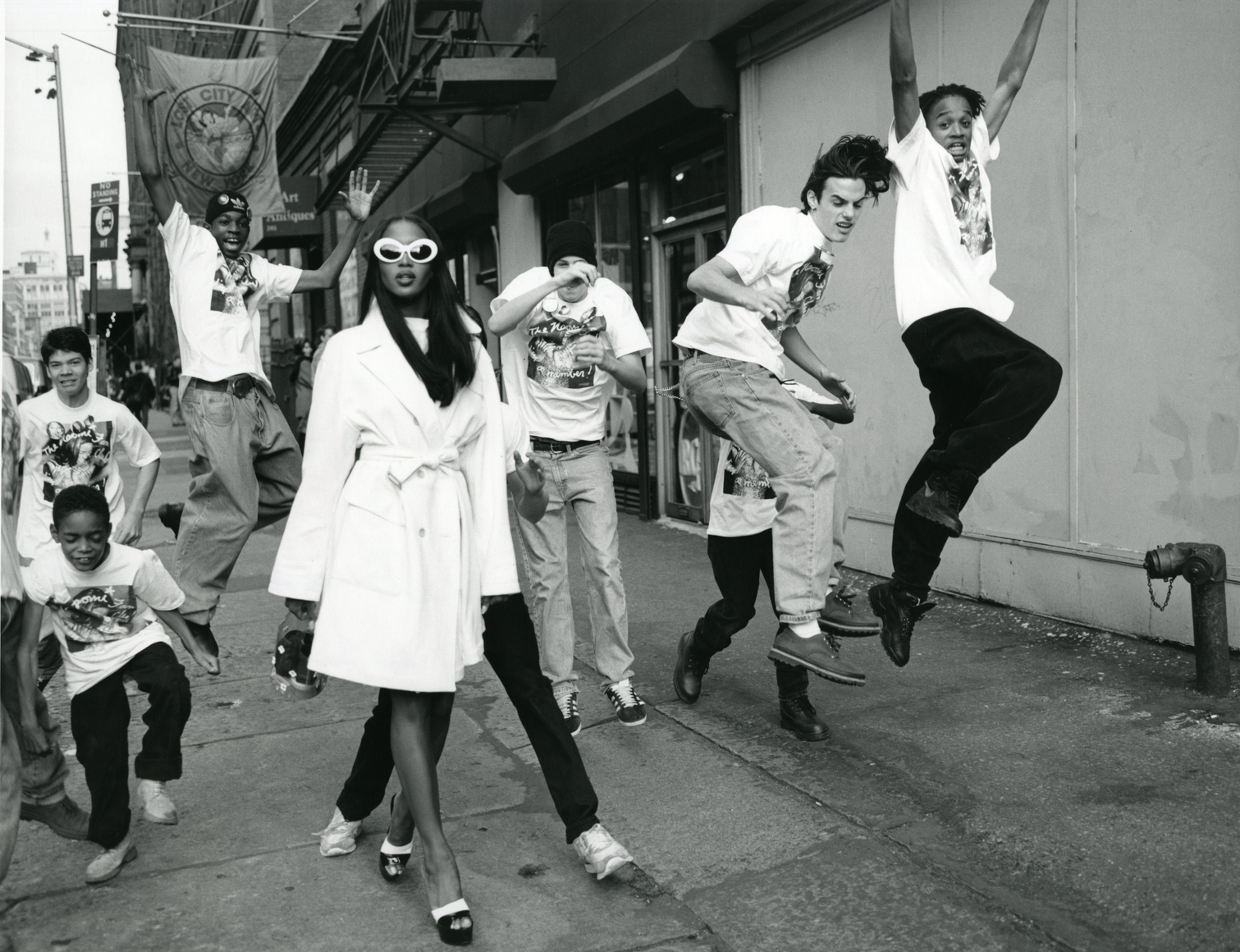 Naomi Campbell and her fans, II, New York City, 1994, Silver Gelatin Photograph