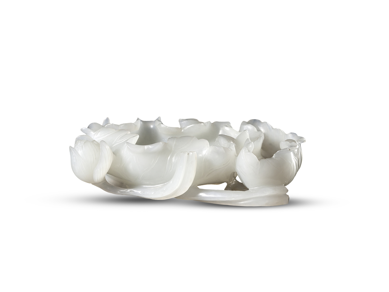 Chinese Carved White Jade Washer