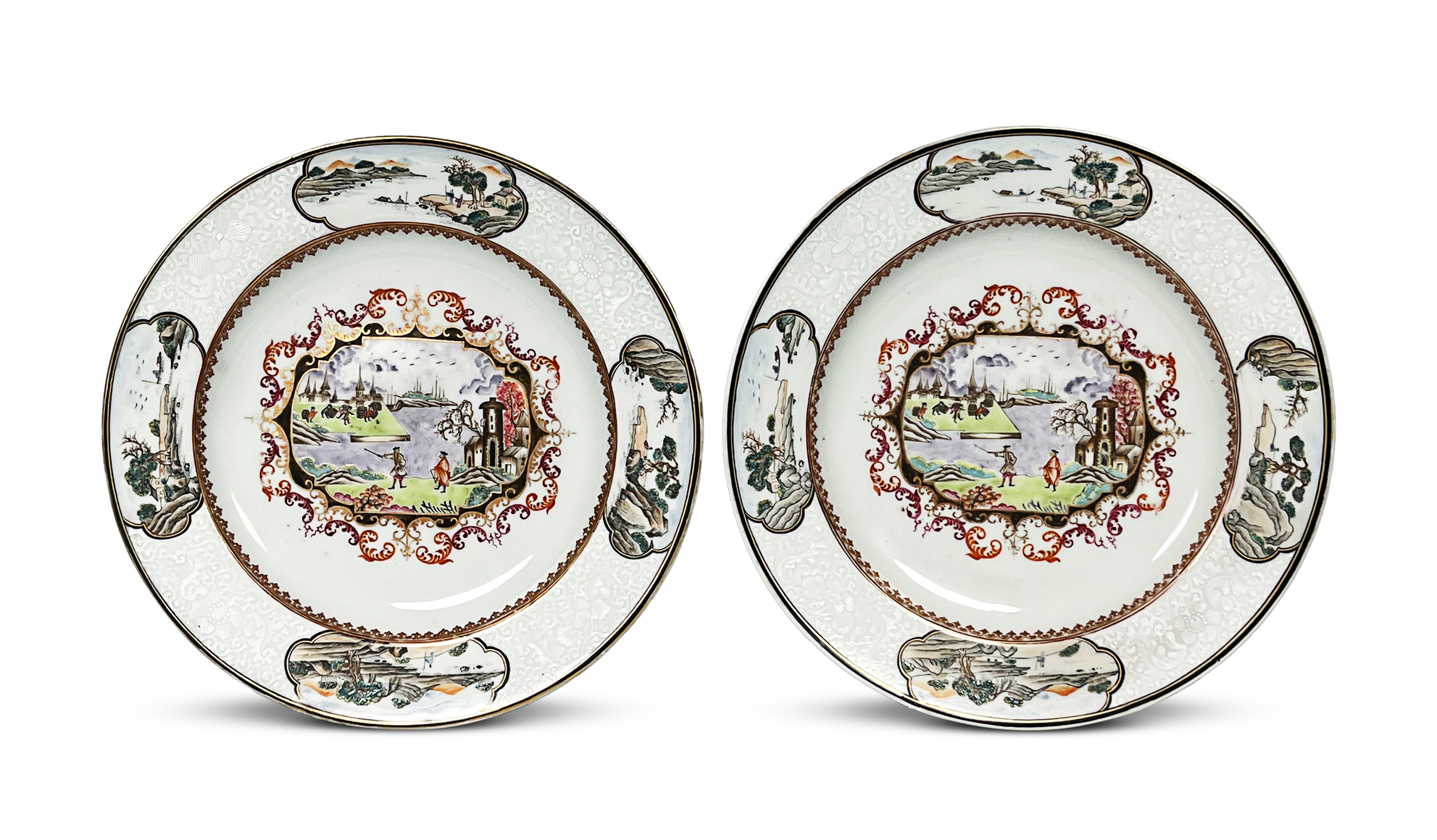. Pair of Chinese Export Famille Rose Porcelain Plates