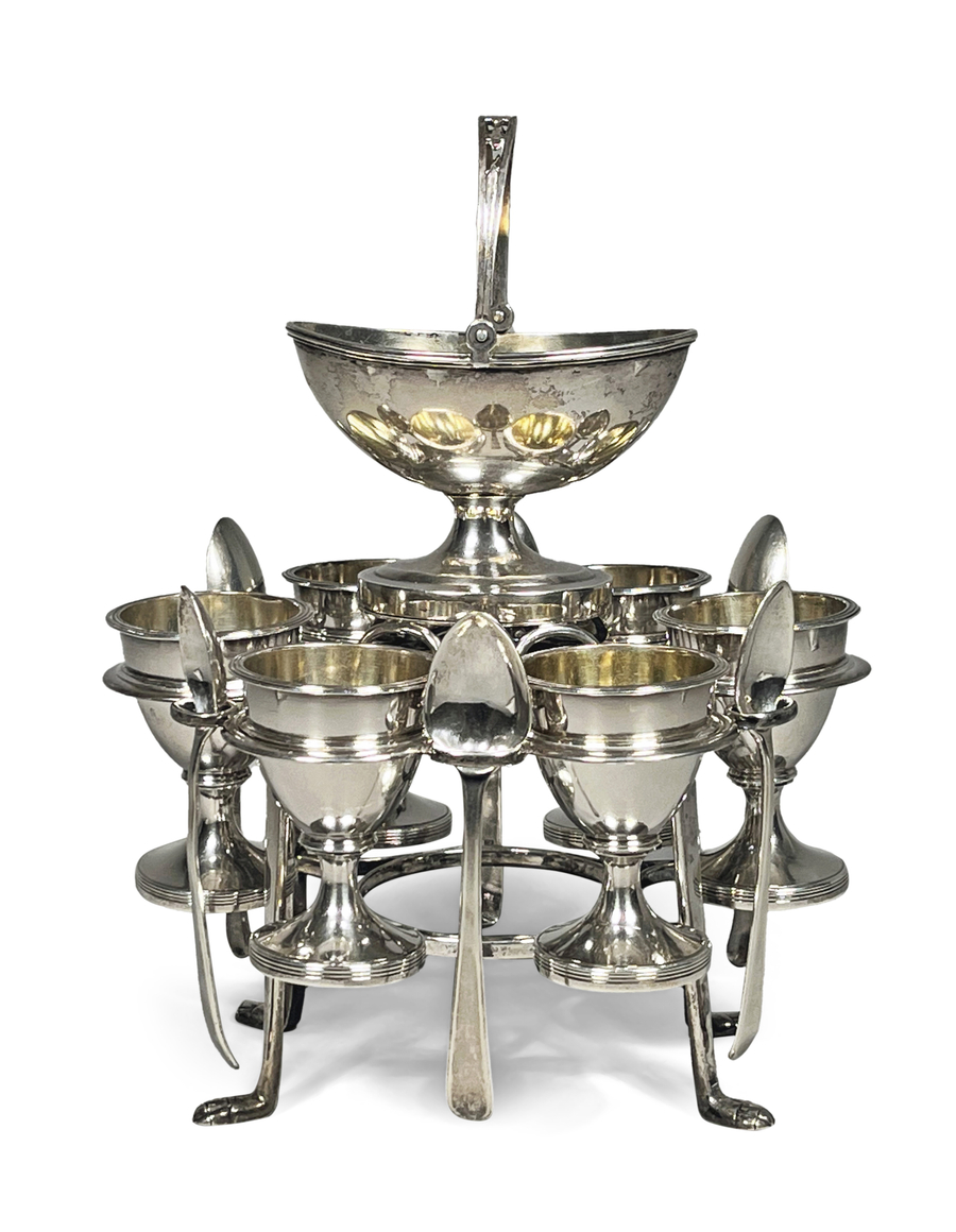 Chinese Export Silver Eggset