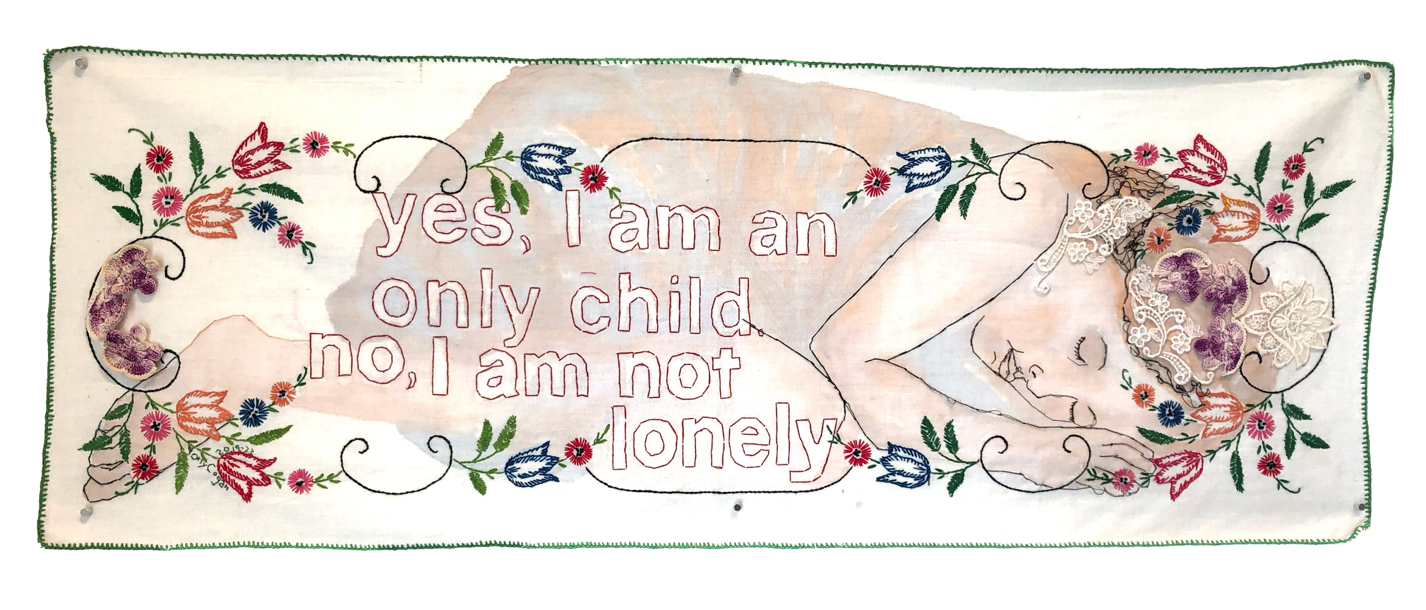 embroidery with text and flowers