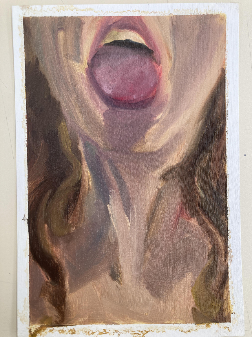 Oil on paper study of an open mouth