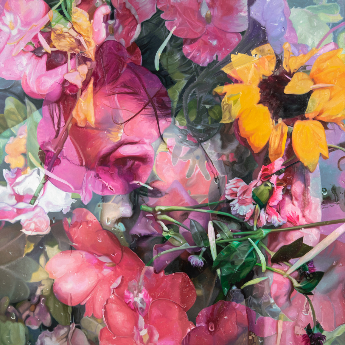 Critical Mass (SOLD), 2023, oil on linen, 54 x 54 inches