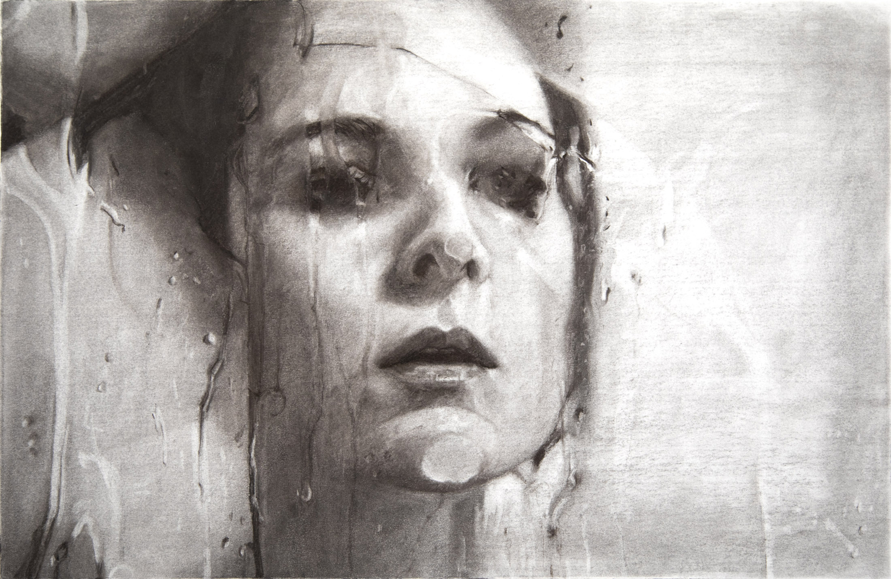 Transfixed (drawing), 2020 vine charcoal on paper 15 1/8 x 22 7/8 inches