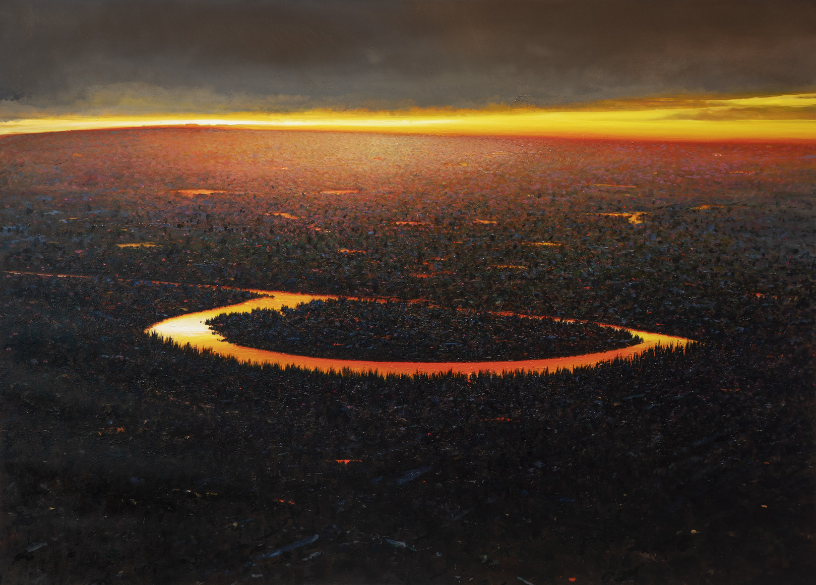 Landmark: Implausible Deniability, 2021, oil on canvas, 61 1/8 x 83 inches, Collection of Asheville Art Museum, NC