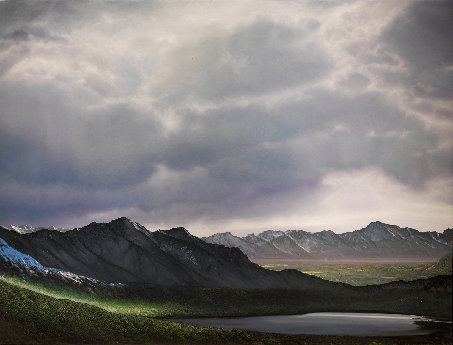 The Past is Pressed Up Against the Present (SOLD), 2014, oil on canvas, 72 x 96 inches