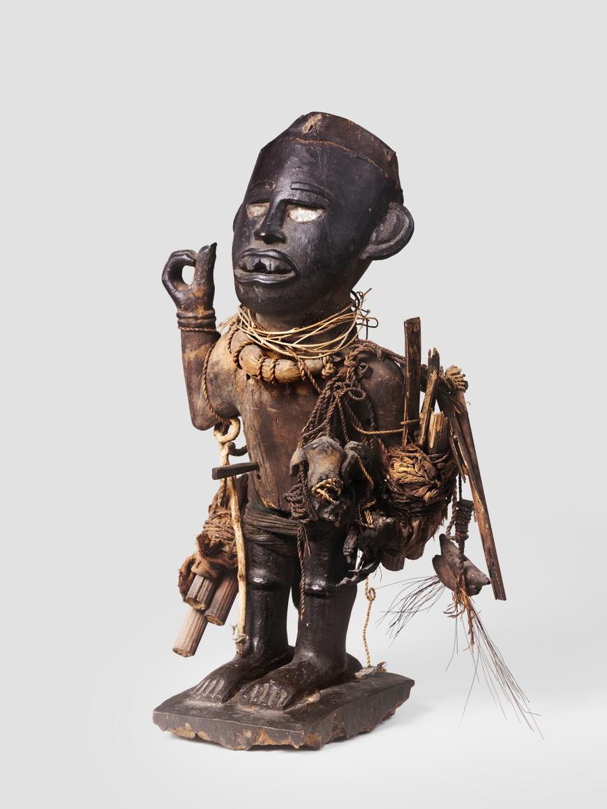 Anthropomorphic Standing Power Figure, NKISI NDUDA, Unattributed Kongo-Yombe Artist, D.R. Congo
