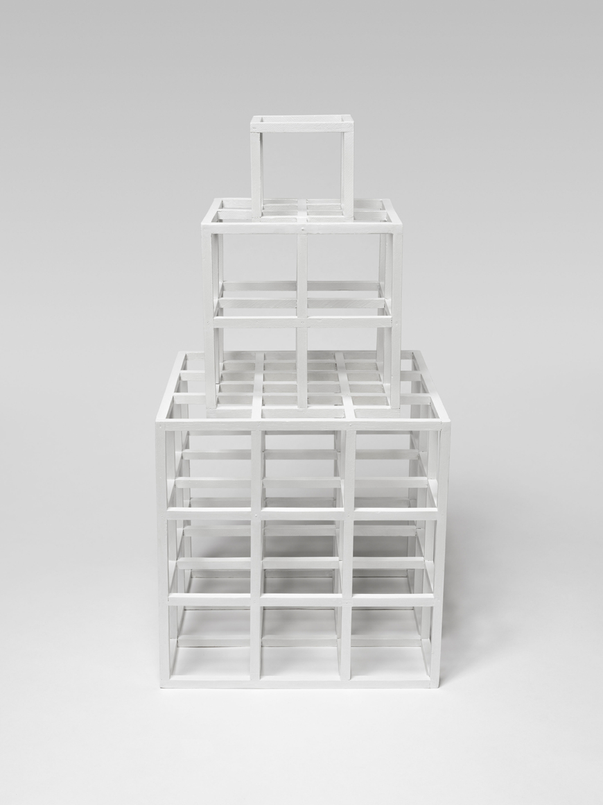 Sol LeWitt Open Cube Structure, 1978 Painted wood 36 x 18 x 18 in. (91.4 x 45.7 x 45.7 cm) signed and dated on bottom Sol LeWitt for Virginia 1978