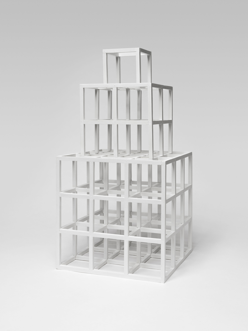 Sol LeWitt Open Cube Structure, 1978 Painted wood 36 x 18 x 18 in. (91.4 x 45.7 x 45.7 cm) signed and dated on bottom Sol LeWitt for Virginia 1978