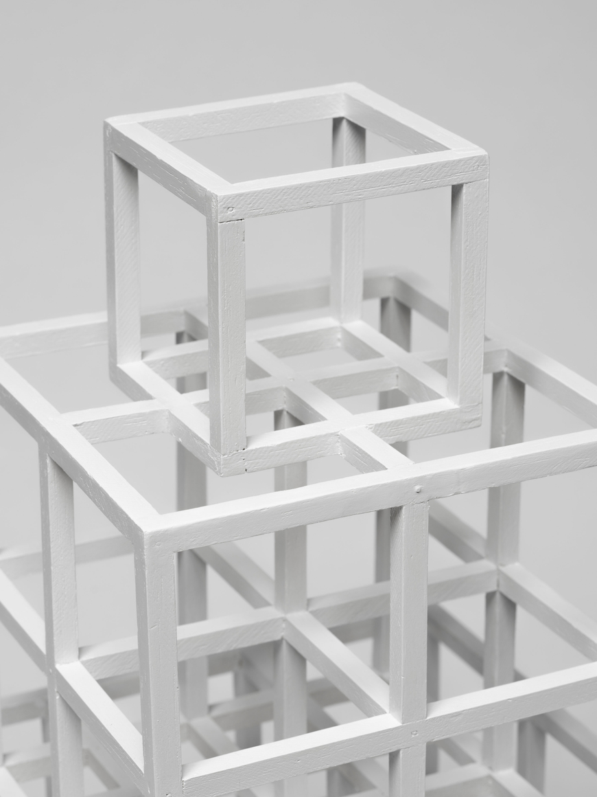 Sol LeWitt Open Cube Structure, 1978 Painted wood 36 x 18 x 18 in. (91.4 x 45.7 x 45.7 cm) signed and dated on bottom Sol LeWitt for Virginia 1978