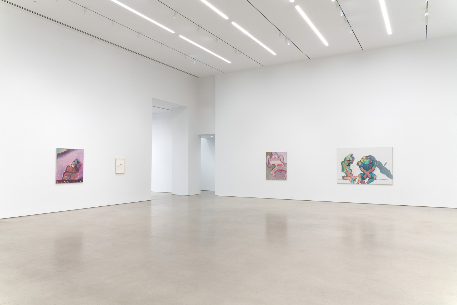 Installation view, Maria Lassnig, Petzel, 2026. &copy; Maria Lassnig Foundation. Courtesy of the artist and Petzel.&nbsp;