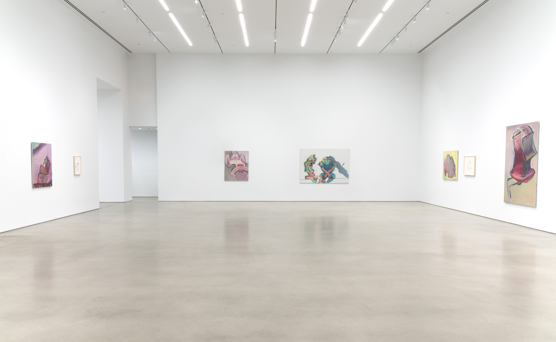 Installation view, Maria Lassnig, Petzel, 2026. &copy; Maria Lassnig Foundation. Courtesy of the artist and Petzel.&nbsp;