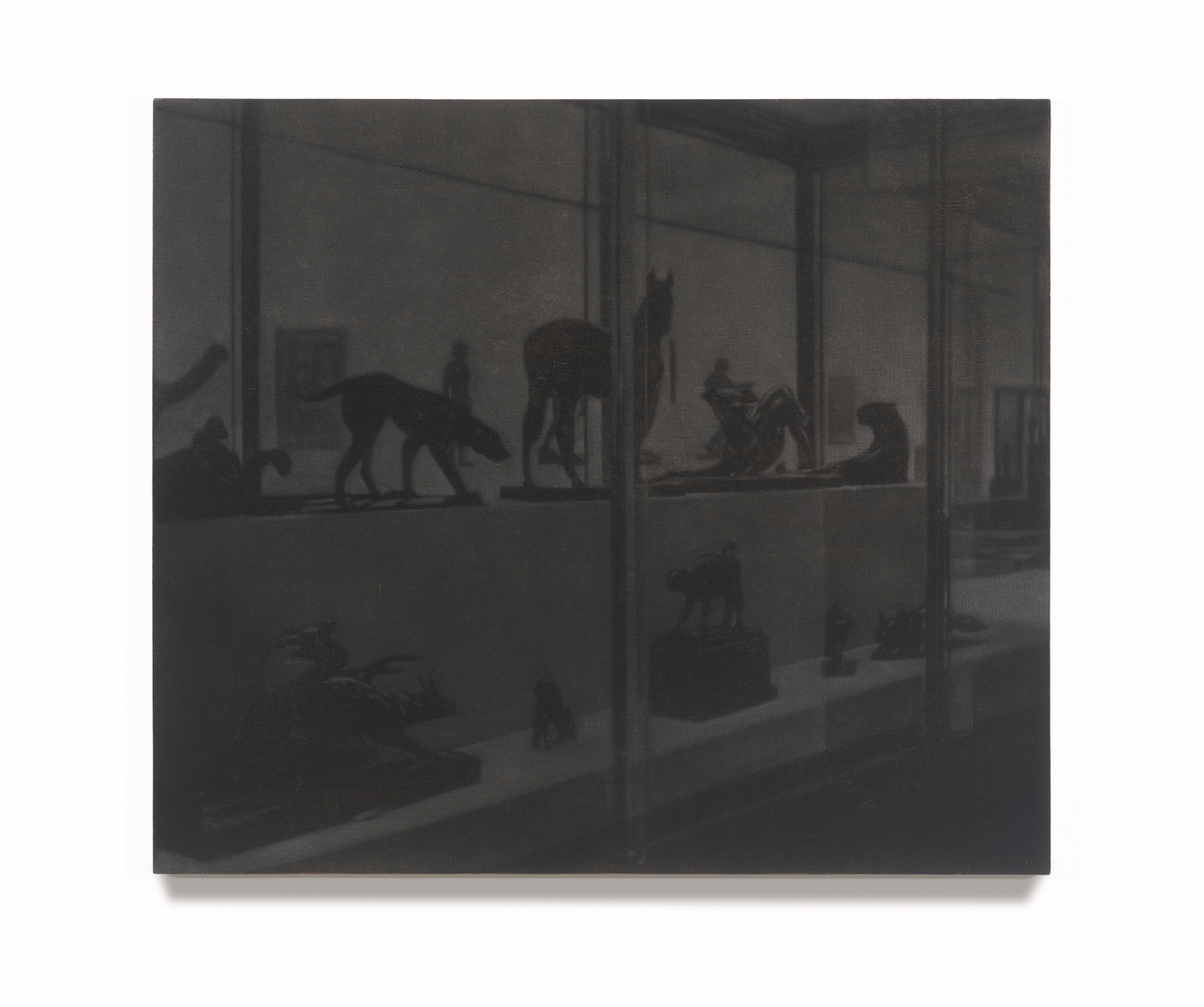 Troy Brauntuch, Untitled (Display case with horse and panther),&nbsp;2025