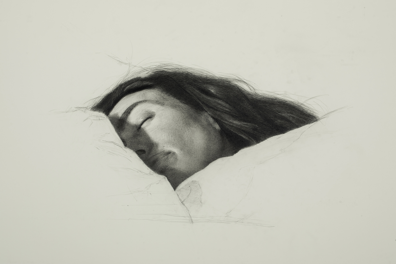 Noah Buchanan, Gretchen Sleeping I, 2025, Graphite and crayon on paper, 18 x 25 in