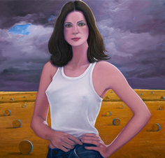 William Beckman, Dianne Wheat/Bales Storm, 2025, oil on panel, 36 3/4 x 38 3/8 inches