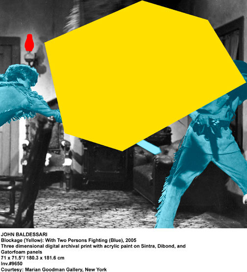 John Baldessari, Blockage (Yellow): With Two Persons Fighting (Blue), 2005