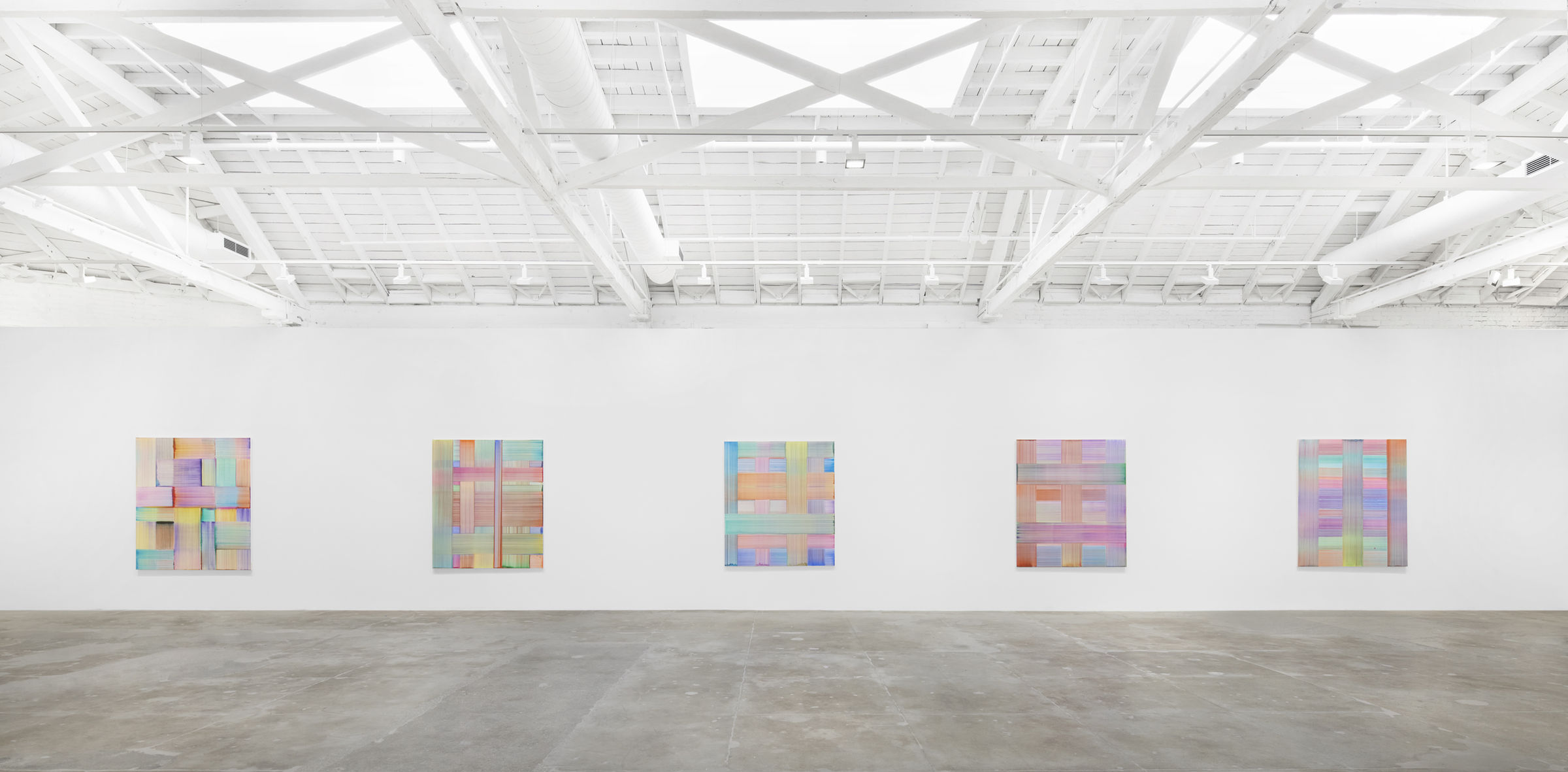 installation view of Bernard Frize: Shadows, Spirits and Clouds at Marian Goodman Gallery Los Angeles
