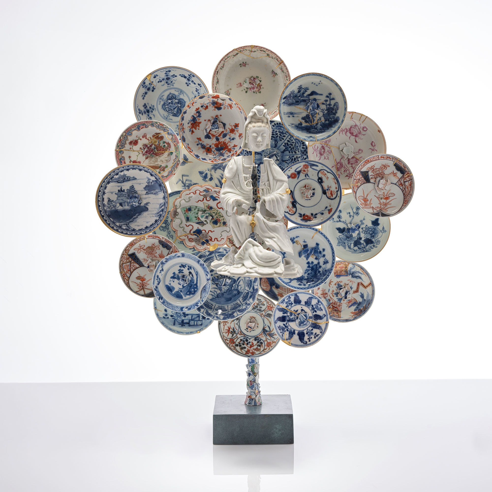 Bouke de Vries, Seated Guan Yin Surrounded Saucers, 2024 | Adrian