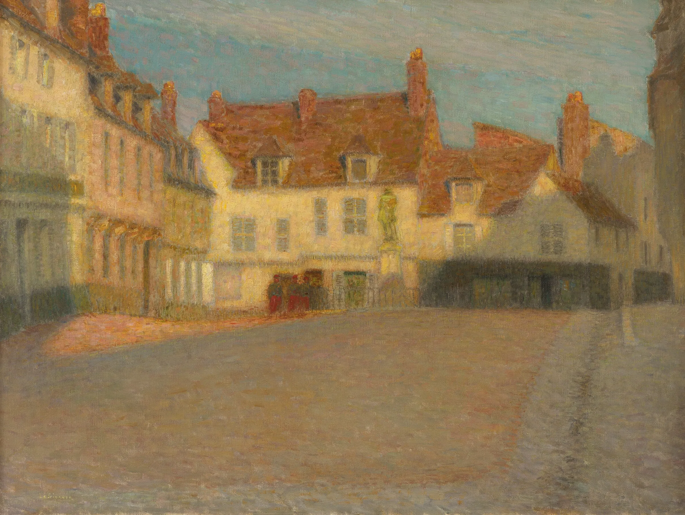 Henri Le Sidaner (1862-1939), Petite place au soleil couchant