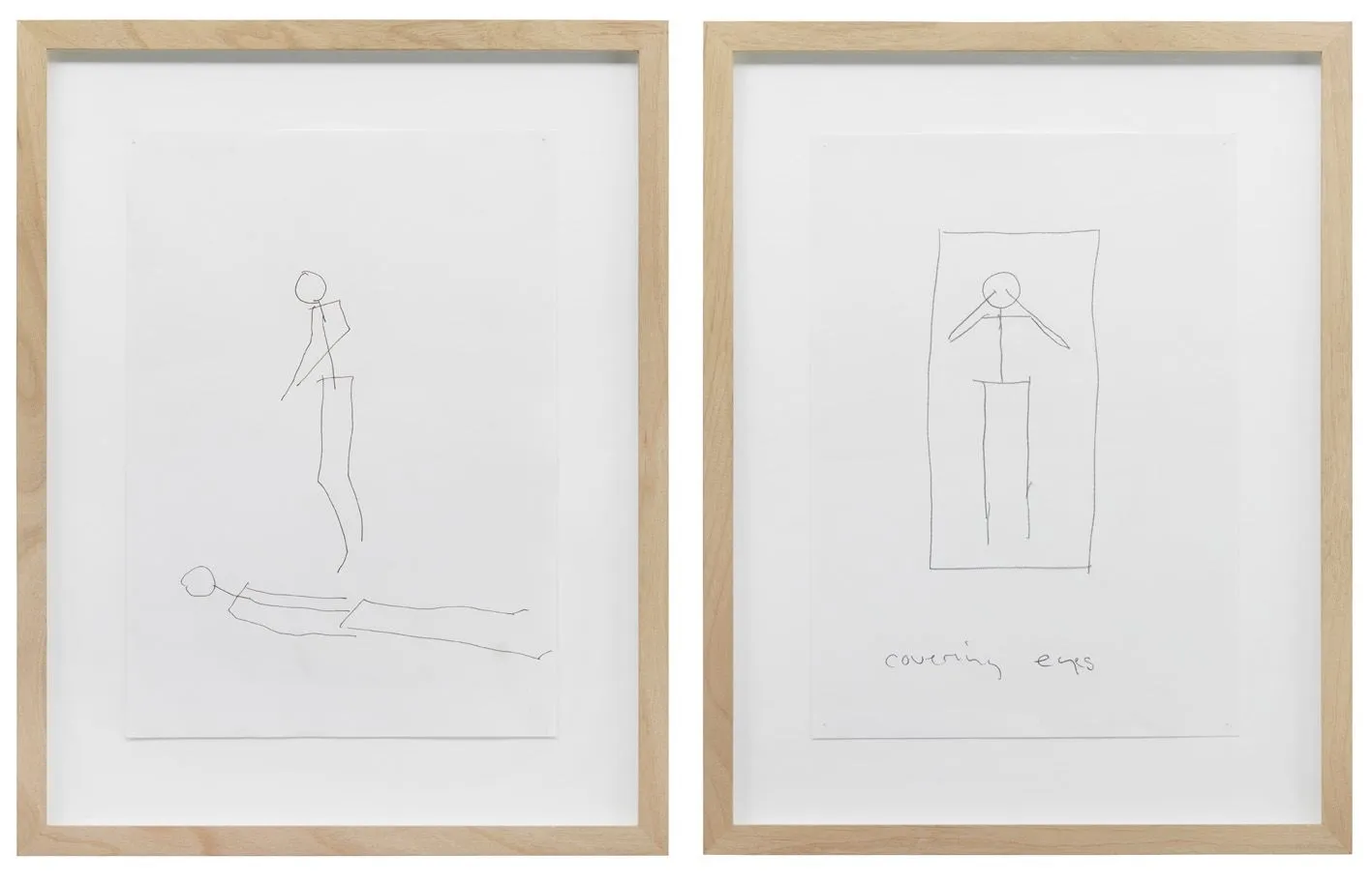 Matt Mullican Untitled (One Living One Dead/Covering Eyes), 1979 Ink on paper Two parts Paper dimensions each: 29.5 x 20.5.cm / 11.6 x 8.1 inches Framed dimensions each: 40.7 x 31.7 cm / 16 x 12.5 inches