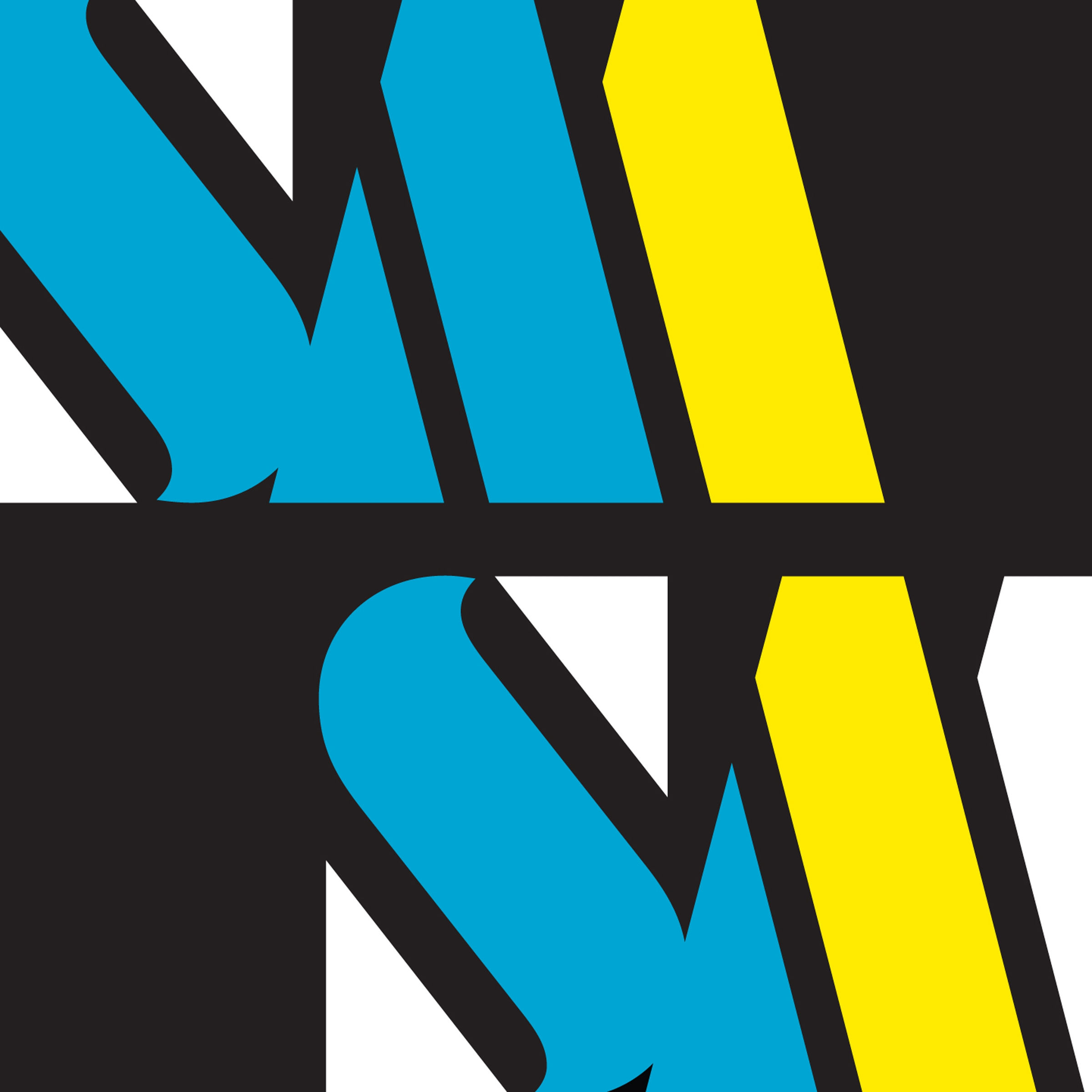 Sarah Morris SM Cyan and Yellow [Initials], 2011 Household gloss paint on canvas 48.03 x 48.03 inches 122 x 122 cm