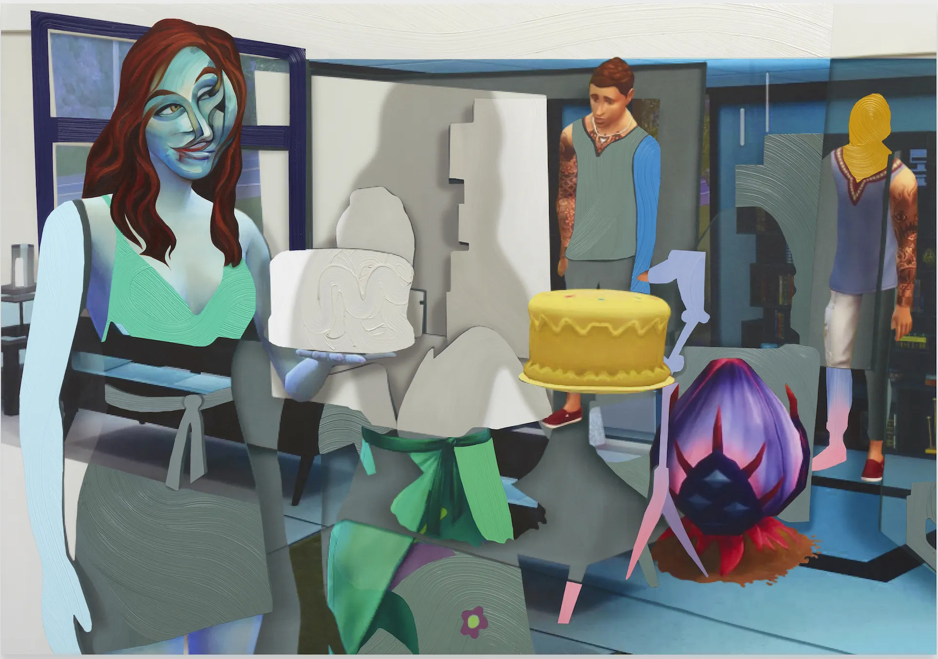 Pieter Schoolwerth Shifted Sims #21 (Dissociative Identity Disorder Custom Trait), 2020 Oil, acrylic and inkjet on canvas Signed and dated...