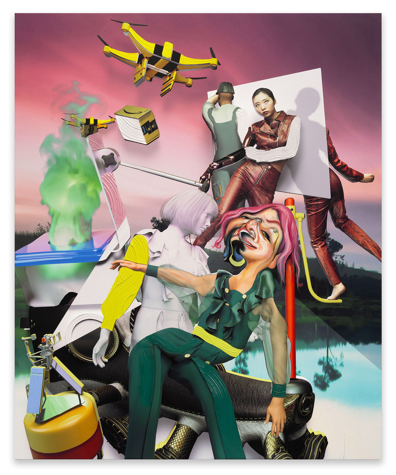 Pieter Schoolwerth, The Unmanned Consume Her (Rigged #34), 2022