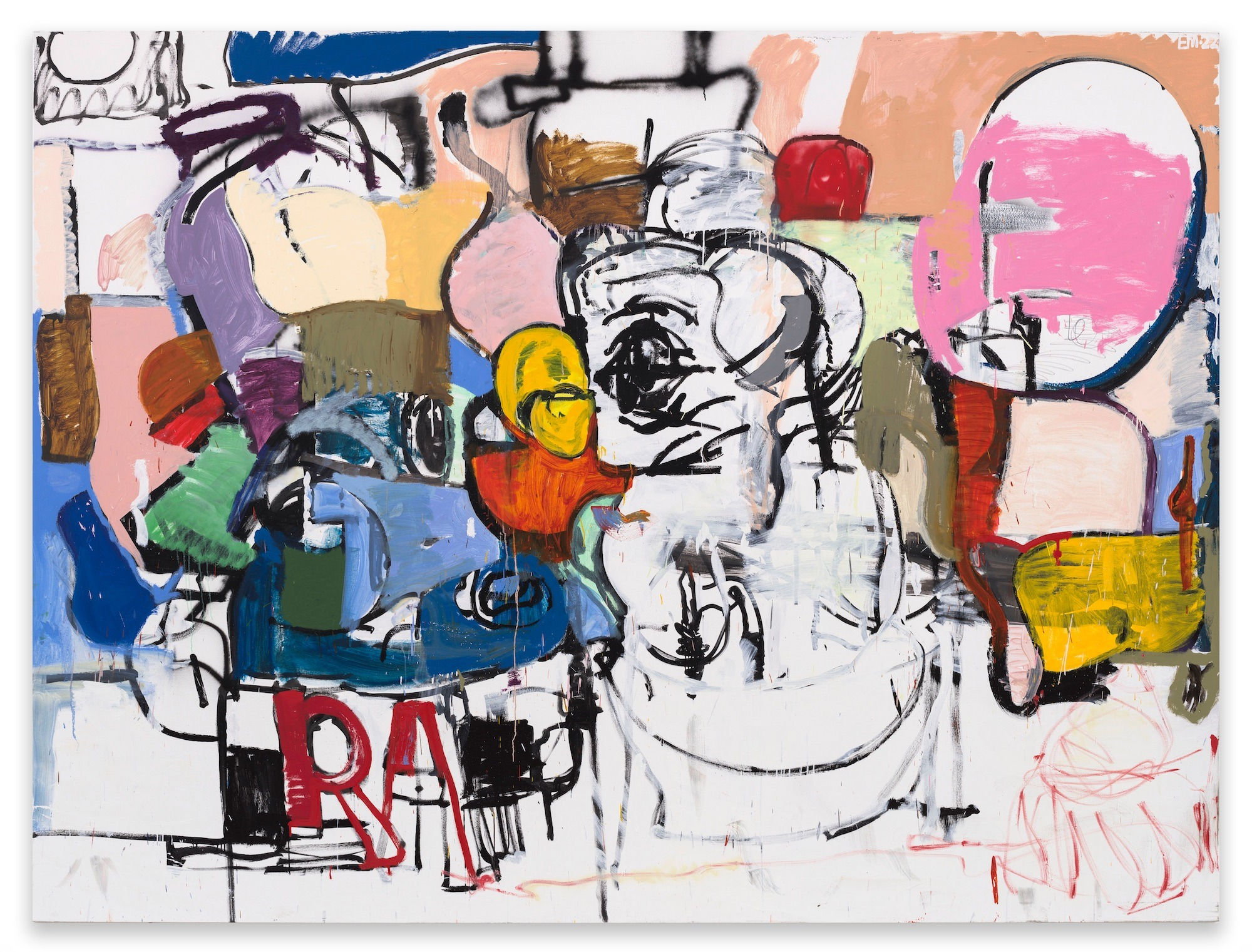 Eddie Martinez Endangered, 2022 Oil, acrylic and spray paint on canvas Signed and dated recto 274.3 x 365.8 cm 108 x 144 inches