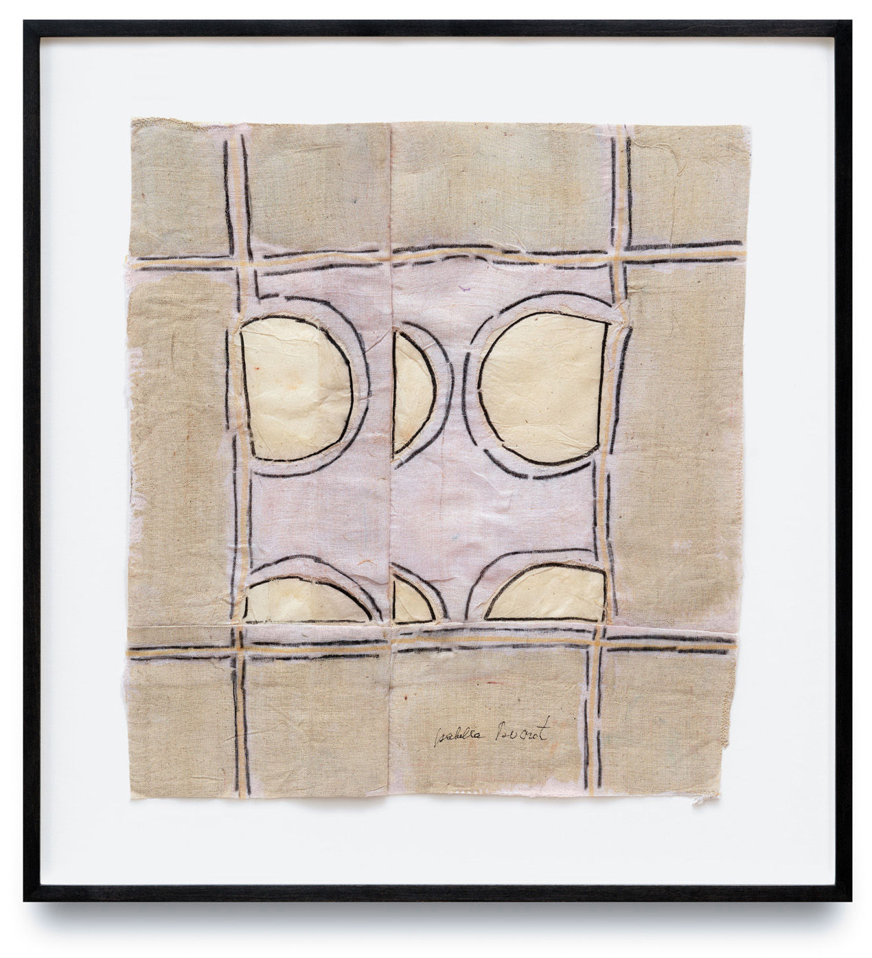 Isabella Ducrot Fazzoletto, 2007 Mixed media on textile Signed recto Paper dimensions: 38.5 x 35.5 cm / 15.2 x 14 inches Framed dimensions: 49.6 x 46.7 cm / 19.5 x 18.4 inches