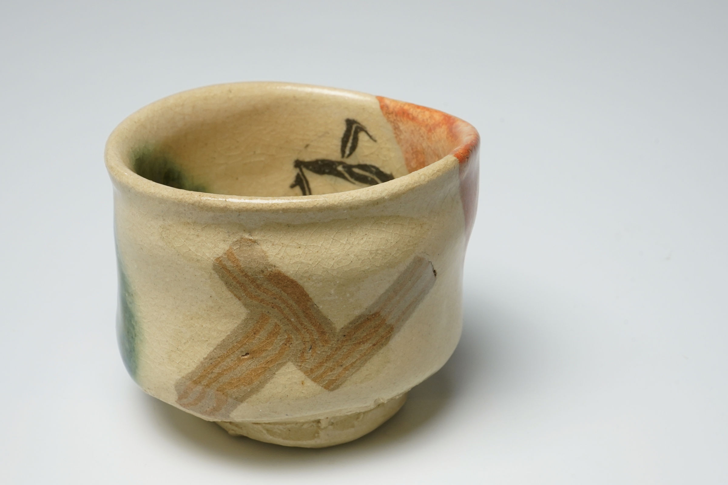 Mizuno Soukaku II 二代水野双鶴, Nerikomi Oribe Guinomi 練込織部