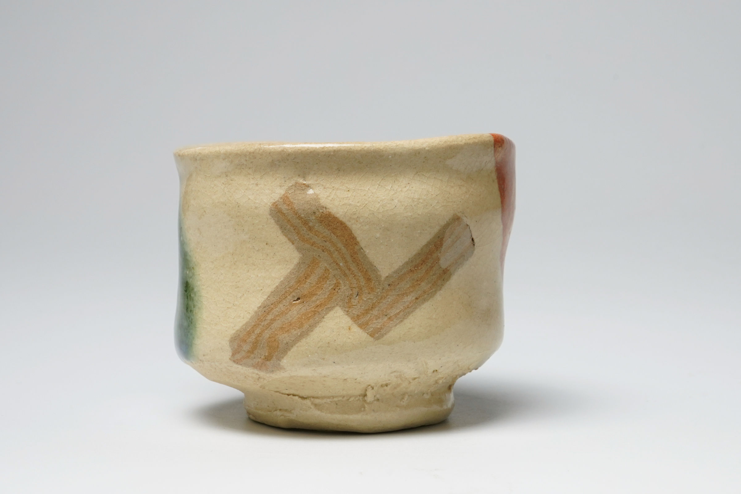 Mizuno Soukaku II 二代水野双鶴, Nerikomi Oribe Guinomi 練込織部