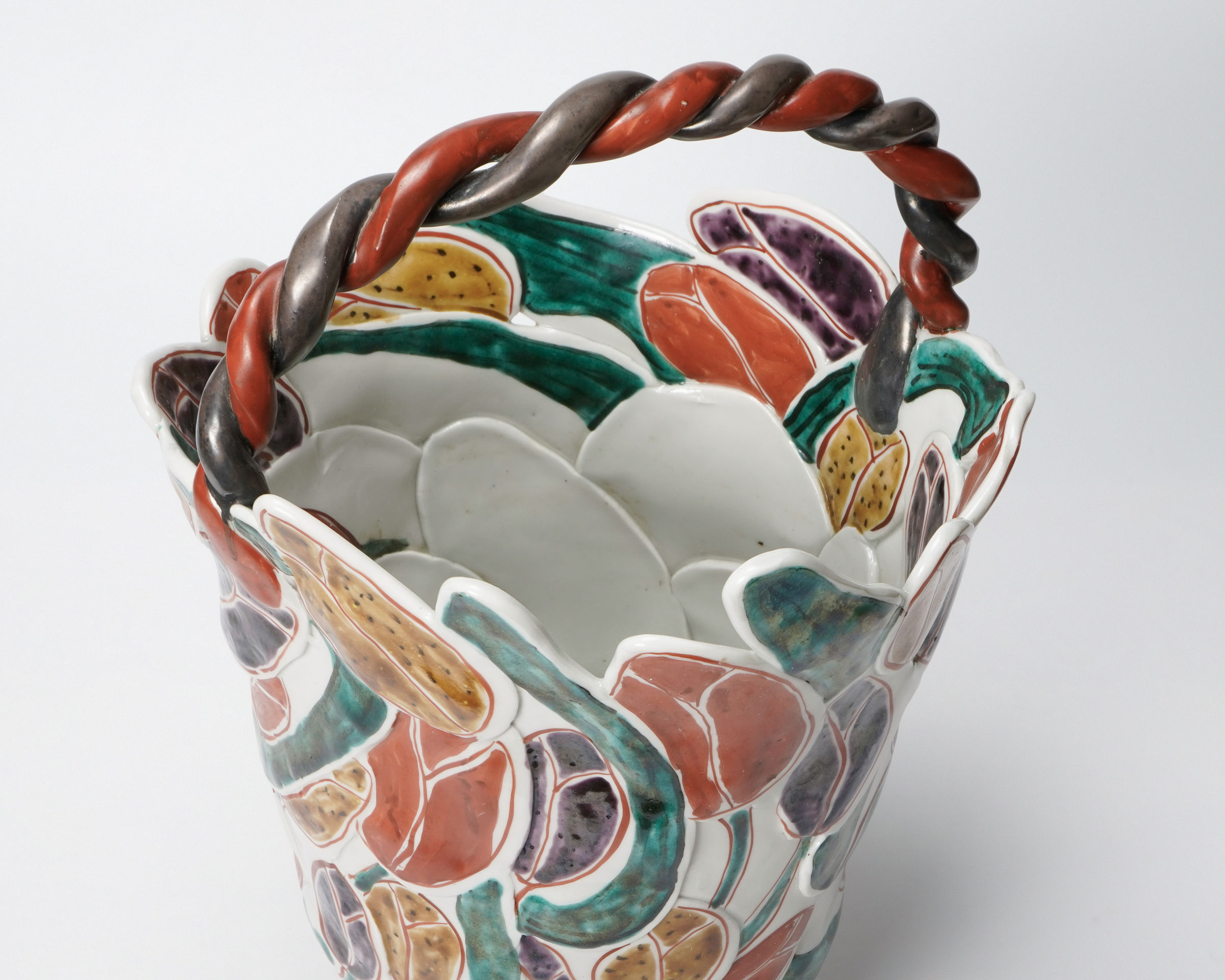 Matsuda Yuriko 松田百合子, Flower vase with basket handle | Dai