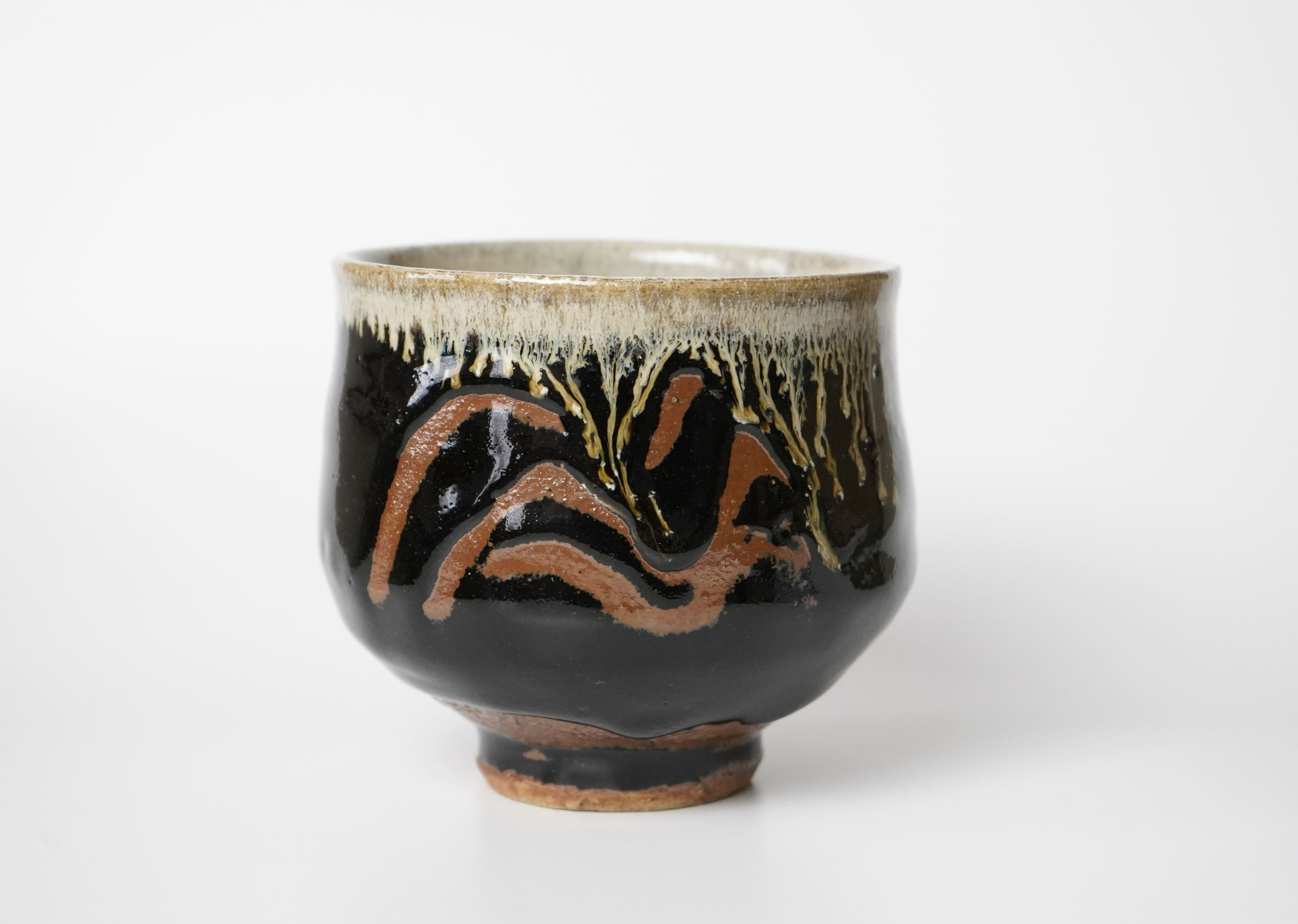Hamada Shoji 濱田庄司, Black Glazed Teabowl with Finger Mark 黒釉