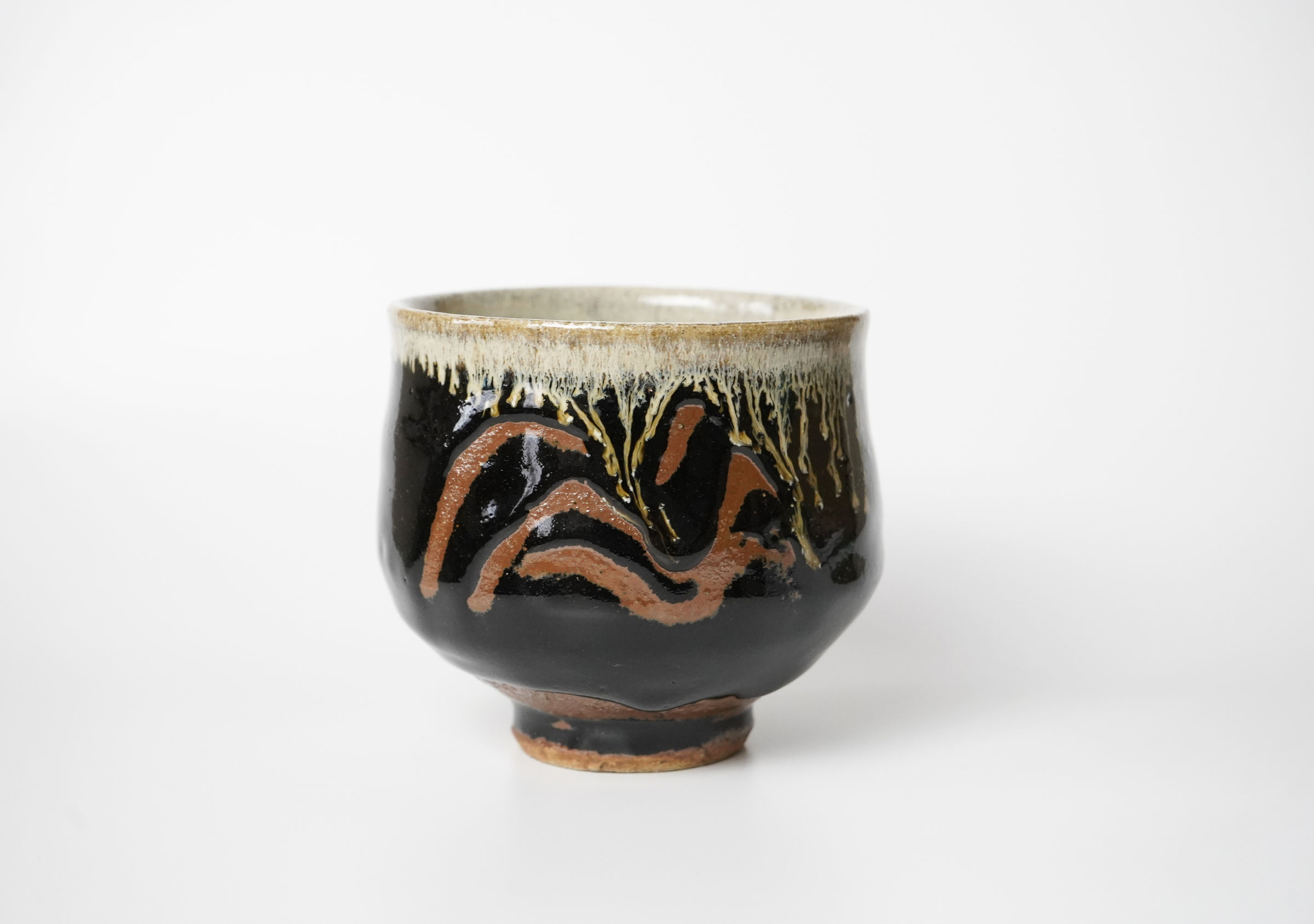 Hamada Shoji 濱田庄司, Black Glazed Teabowl with Finger Mark 黒釉