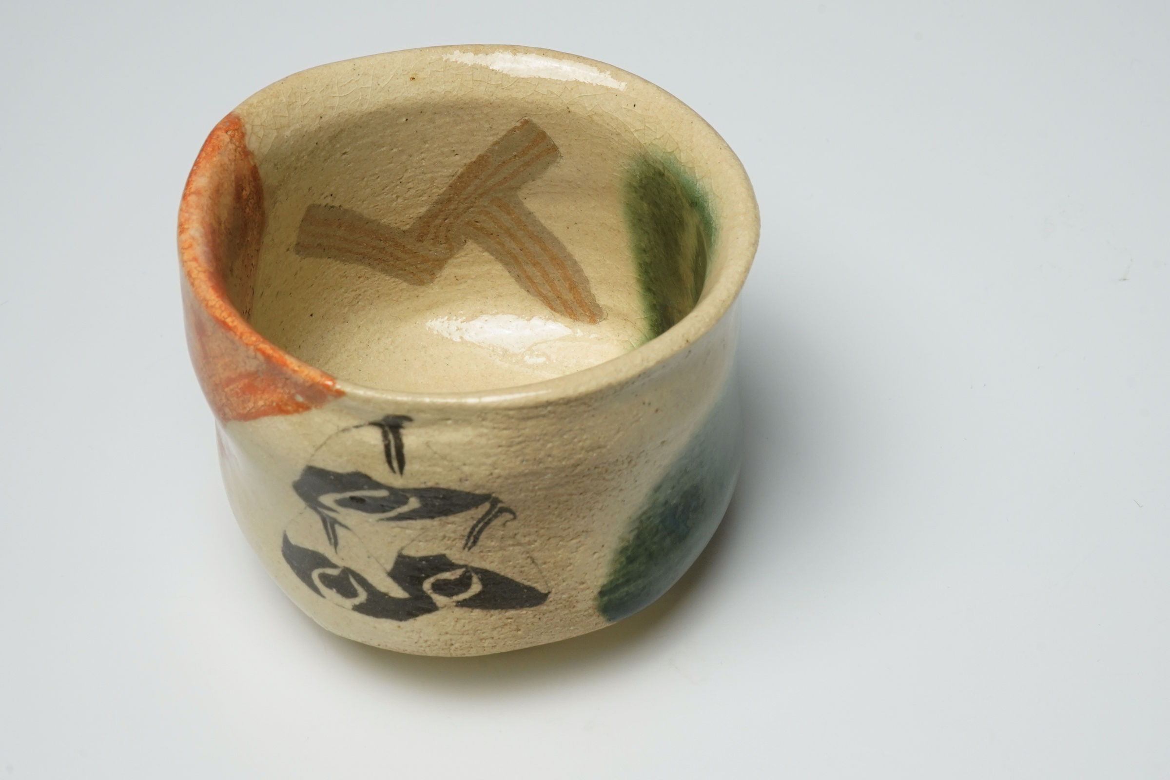 Mizuno Soukaku II 二代水野双鶴, Nerikomi Oribe Guinomi 練込織部