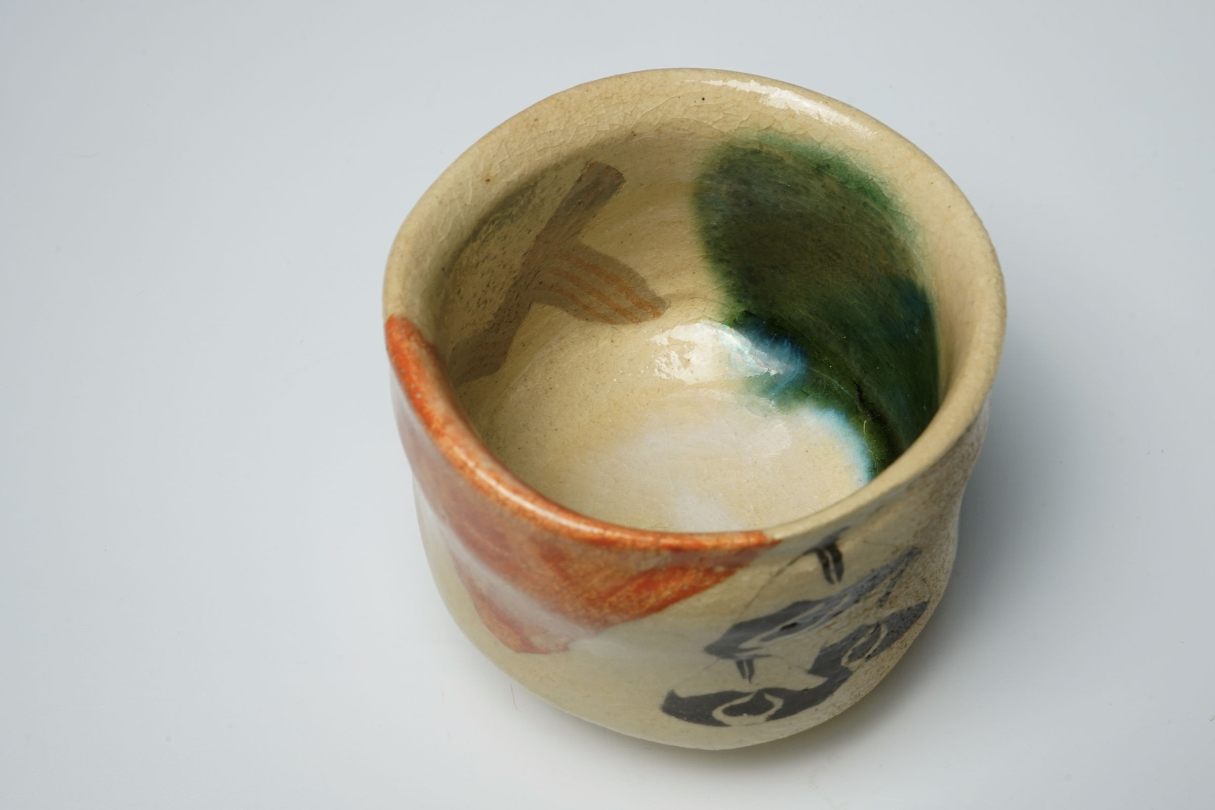 Mizuno Soukaku II 二代水野双鶴, Nerikomi Oribe Guinomi 練込織部