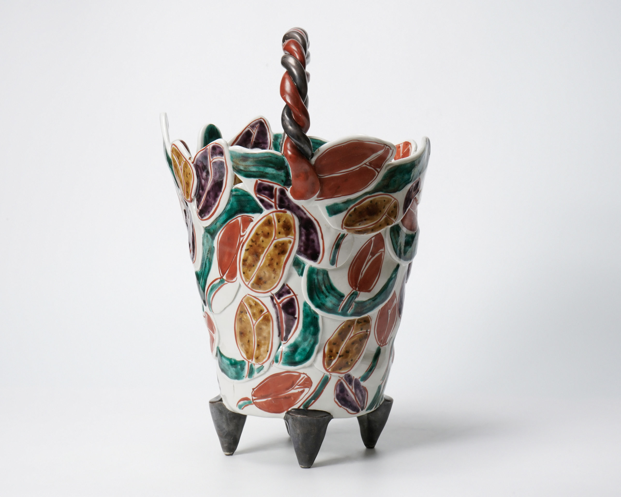 Matsuda Yuriko 松田百合子, Flower vase with basket handle | Dai