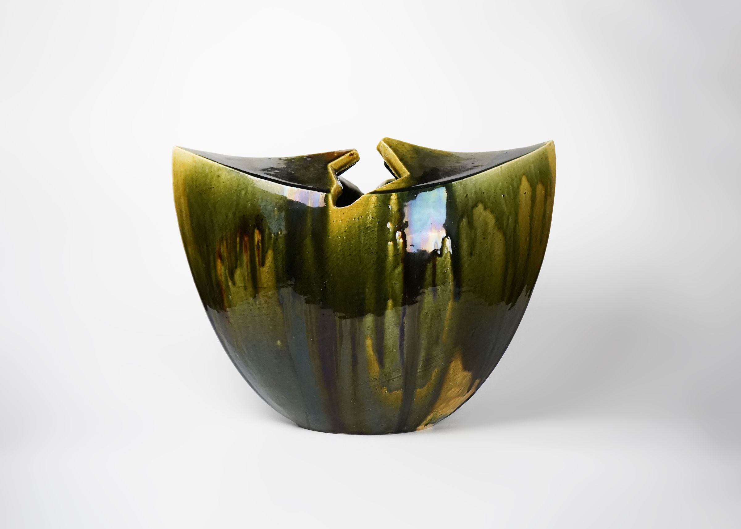 KATO Yasukage XIV 十四代加藤康景, Oribe Vase 織部花器 | Dai Ichi