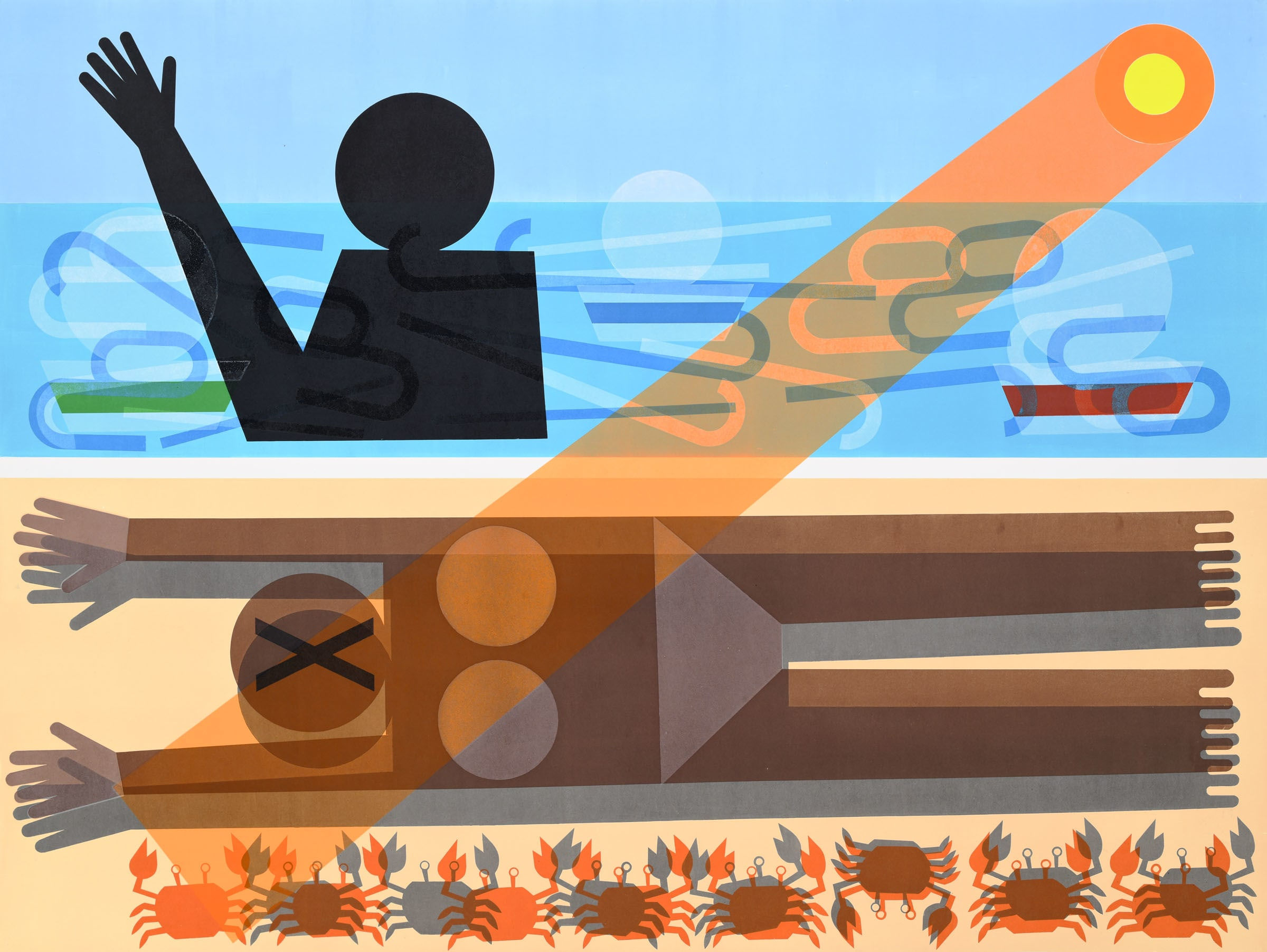 Double Exposure, 2025 Relief print 46 1/2 x 62 1 /2"