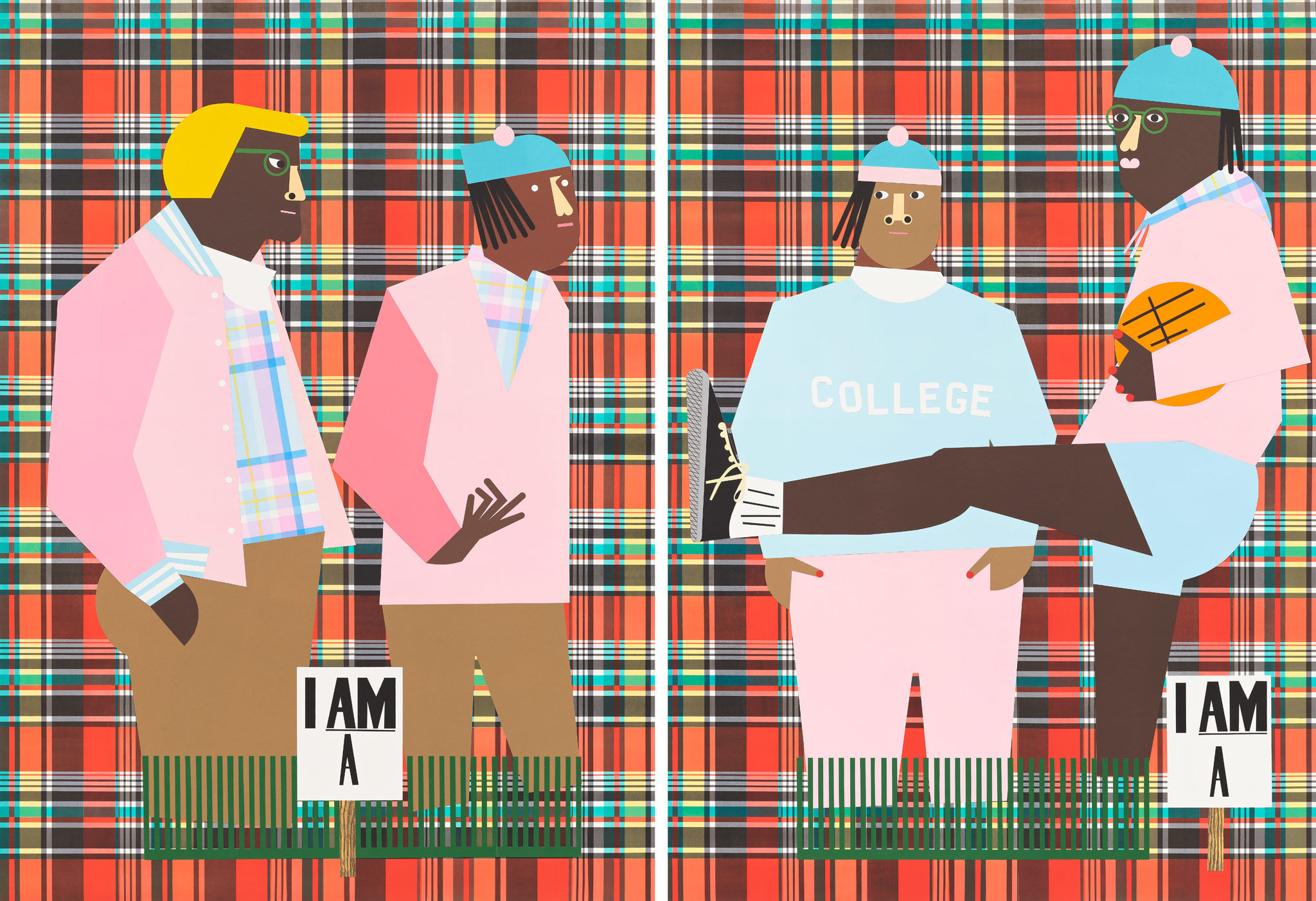 I Am- Somebody, 2022 Diptych collage on panel Paper size: 84 1/4 x 60 inches, each Framed size: 85 3/4 x 61 1/2 x 1 3/8 inches, each T-frame size: 91 x 9 x 71 inches, each